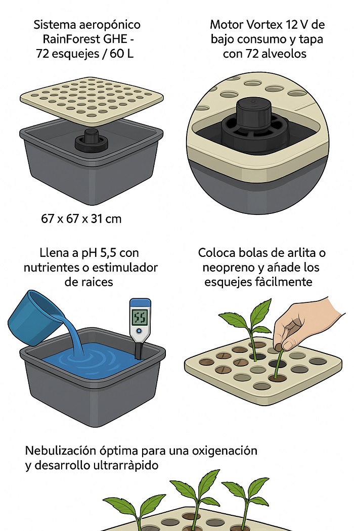 Sistema de Propagación Aeropónico RainForest GHE